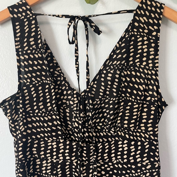 Brave Soul Button Front Wide Leg Jumpsuit in Black and Tan - Picture 5 of 7